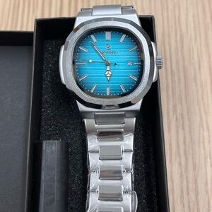 Pengagar 42mm Men’s Watch Blue Dial With  band adjustment tool